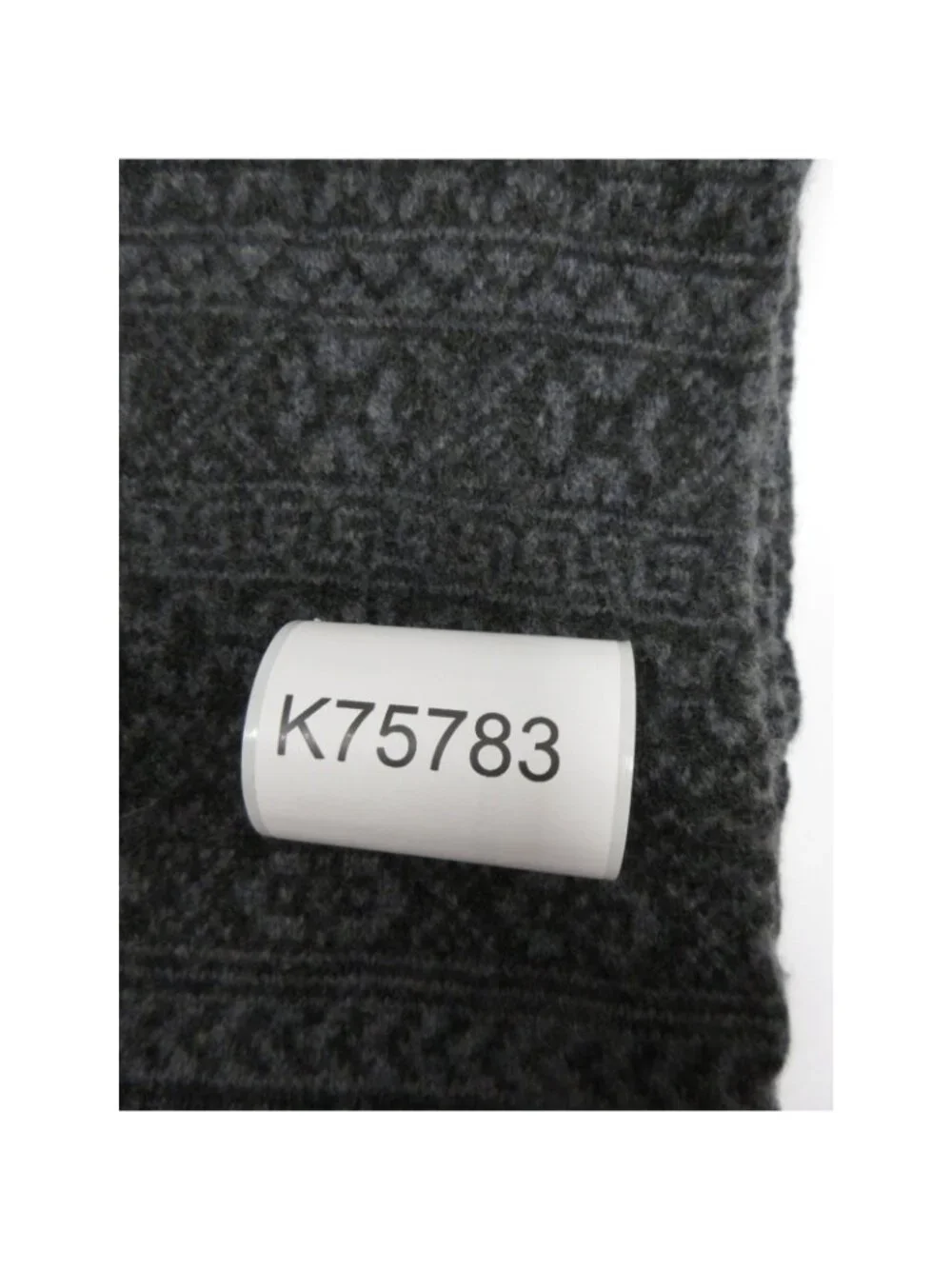 Polo Ralph Lauren Scarf One Size Charcoal Merino Wool Fair Isle Fringe